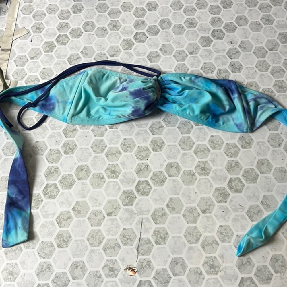 Xhilaration XL Blue Tye Dye Strapless Halter Top Bikini Swimsuit Top
